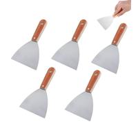 5 Carbon Steel Paint Scraper, 6 Inch Putty Knife, Metal Scraper Tool for Drywall Finishing, Window Cleaning Tool Grill Scraper for BBQ Grilling - Wood+Silver