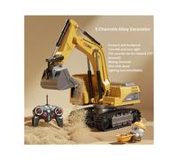(5 Channels) Alloy Remote Control Excavator Toy Car with Lights Sound Effect Electric Excavator Automobile Engineering Vehicle Children Gifts