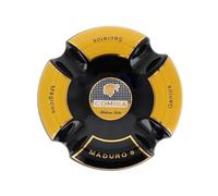 5 Cigar Ashtray, Black and Gold, Round Ceramic, 4 Rests