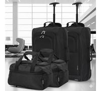 5 Cities 2 Piece Cabin Luggage Set - Trolley Bag & Ryanair Holdall in Black 5 Cities Black Cabin