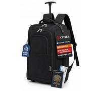 5 Cities 21"/55cm Backpack Trolley Bag Carry On Lightweight Travel Cabin Approved with Shoulder Straps Wheels Suit Case Hand Luggage with 2 Year Warranty