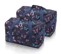 5 Cities 40x20x25 Ryanair Sized Travel Carry On Under Seat Cabin Holdall Lightweight ñ Take The on Board! with 2 Year Warranty 2X Navy Butterflies