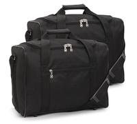 5 Cities 40x30x20 Ryanair Wizz Air Under Seat Holdall Duffle Bag - Set of 2 | Max Size Foldable Lightweight Under Seat Carry On Hand Cabin Luggage Holdall Duffle Bags 40x30x20cm , Set of 2 (Black)