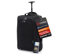 5 Cities Lightweight 21" Cabin Bag with Wheels - Black