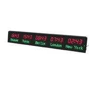 5 Cities Digital World Time Clock, Multi-Zone LED Display with 3 Brightness Levels, Network Sync, Aluminium Alloy for Offices Hotels Schools