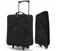 5 Cities Easyjet Ryanair 55x40x20cm Folding Cabin Bag Hand Luggage Carry On Suitcase, 2 Wheels, Black