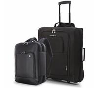 Set of 2 easyJet & British Airways 56x45x25cm Maximum Cabin Hand Luggage Approved Trolley Bag, Huge 60L Capacity, (Black) (Trolley + BA Backpack)