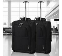5 Cities The Valencia Collection Hand Luggage, 55X35X20Cm, Set Of 2, 42L Lightweight, Durable, Plain Black