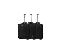5 Cities Trolley Bag Cabin Hand Luggage, 55 cm, 42 Litre, Black, Set of 3