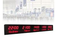 5 City Digital World Time Zone Clock, 3 Level Brightness Adjustment, Changeable Cities, for Hotels, Airports, Offices