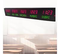 5 City Digital World Time Zone Clock,LED World Time Clock,LED Wall Mounted World Clock with 3 Levels of Brightness Adjustment,World Clock,with Remote Control,Red+Green