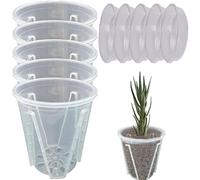 5 Clear Orchid Pots with Trays, Ventilated Orchid Planter with Drainage Holes, Indoor Outdoor Flower Plant Pots for Repotting Transplanting Orchids Succulents Houseplants