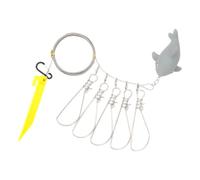 5 Clip Fish Stringer, Shoreline Fishing Gear, Stainless Steel Cable, Hardware, Coiled Attachment, Angler Use Shore Fishing Stringer Freshwater Fish Line Five Clip Cable Holder Angler Gear Carry