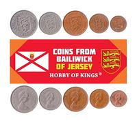 5 Coins from Jersey | Islander Coin Set Collection 1/2 1 2 5 10 New Pence | Circulated 1968-1980 | Lion | Elizabeth II | Leopard