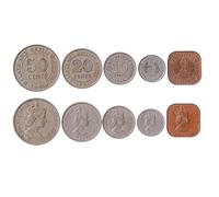 5 Coins from Malaya and British Borneo (Malaysia) | Malaya and British Borneo Coin Set Collection 1 5 10 20 50 Cents | Circulated 1976-1980 | Elizabeth II