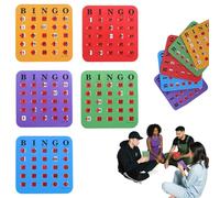 5-Color Kids Bingo Games Set with 5 Cards, Portable Shutter Slide Bingo Cards, Durable Reusable Bingos Board, Card Games for Kids Fun Logic Thinking Fingertip For School, Office, Home Camping