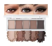 5-Color Matte Nude Eyeshadow Palette: Fine, smooth powder that doesn't cake, blends easily, and creates a natural, everyday matte eye makeup look.