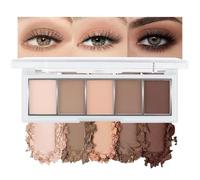 5-Color Matte Nude Eyeshadow Palette: Fine, smooth powder that doesn't cake, blends easily, and creates a natural, everyday matte eye makeup look.
