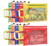 5 Color Mesh Zipper Pouch Bags, 10pcs A4 Double-Layer Nylon Puzzle Building Block Sets Toy Storage & Organization, Breathable See Through Zipper Pouch with Handle Pocket for School Office Games