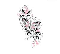 5 Colorful Butterfly And Flower Tattoo Stickers, Simple, Unique, Retro Style, Realistic Temporary Tattoos.