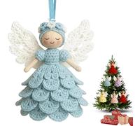 5 Colors Angel Crochet Kit, Beginners Crochet Kit, DIY Angel Crochet Craft Kit for Beginners, Easy to Make Your Own Angle Hanging Ornaments, Warm Gift for Home Party Christmas (Blue)