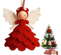5 Colors Angel Crochet Kit, Beginners Crochet Kit, DIY Angel Crochet Craft Kit for Beginners, Easy to Make Your Own Angle Hanging Ornaments, Warm Gift for Home Party Christmas (red)