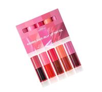 5 Colors Glossy Lip Tints Set Quickly Dry Technology Fade Resistant Formulas with Delicate Melon Flavor Long Lip Tints