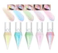 5 Colors Liquid Glitter Eyeshadow Set, Metallic Shimmer Diamond Eyeliner Sparkle Eyeshadow, Waterproof Long Lasting Holographic Eye Brightener Chrome Highlighter Makeup