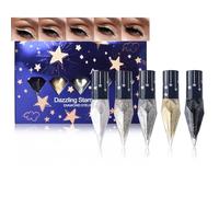 5 Colors Metallic Liquid Glitter Eyeliner Set - Waterproof Long-Lasting Silver Gold Diamond Shimmer Colorful Glow Liners, Sparkling Eye Makeup and Eyeshadow Looks for Party, Festival, and Daily Glam