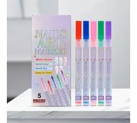 5 Colors Nail Art Pens Set, 3 In 1 Nail Polish Pens, Nail Gel Painting Pen, Nail Varnish Pens Quick Dry Long-Lasting For Home, Nail Salon, Nails Art Drawing Tool (Silver)