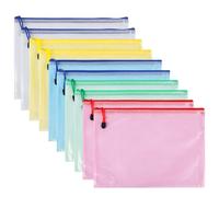 5 Colors Plastic Wallet A4 Folder File Zip Bags Zipped Extra Thick Mesh Document Zipper Bags Ziplock Bags Plastics A4 Wallets for Offices Home Travel School Supplies (10 Pcs-Style A)