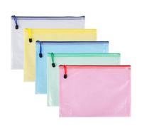 5 Colors Plastic Wallet A4 Folder File Zip Bags Zipped Extra Thick Mesh Document Zipper Bags Ziplock Bags Plastics A4 Wallets for Offices Home Travel School Supplies (5 Pcs-Style A)