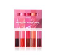 5 Colors Water Glossy Lip Stain Set Long Lasting 16Hours Hydrating with Refreshing Melon Scent for Daily Makeup and Party Compassionate Lip Color