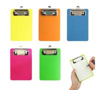 5 Coloured Clipboard Folder, Clipboard with Hanging Holend Clip, Waterproof for Classroom/Restaurant/Work/Office and Cafe (3.93 x 5.9in/10 x 15 cm)