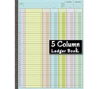 5 Column Ledger Book: Colorful Accounting Ledger Book for Small Businesses | Columnar Pad Notebook for Bookkeeping | Analysis Account Book | 8.5x11 Inches, 80 Pages