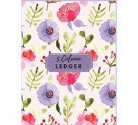 5 Column Ledger: Pretty Purple Floral Accounting Bookkeeping Notebook Accounting Record Keeping Books Ledger Paper Pad Financial Ledgers Receipt ... School. (Accounting Ledger 5 Column Journal)