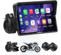 5" Compact Wireless Motorcycle CarPlay & Android Auto with TPMS Screen,IP67 Waterproof IPS Touchscreen,Voice Control, Dual Bluetooth Audio,USB/Acc Power Motorcycle GPS Display for Riding