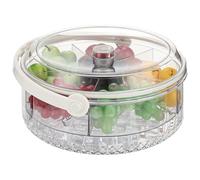 5-Compartment Divided Serving Tray with Lid and Handle, 10.8 x 5.2 in Snackle Box Container with Ice Storage Space, Clear Plastic Veggie Platter for Parties, Picnics, Fresh Fruit, Vegetables