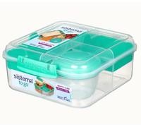 5 Compartment Divided XL Lunch Box Bento Cube - 1250 ml Vesper Box Set Includes Tumbler with Screw 17.5 x 17.5 x 8 cm (W x D x H) 21685 (Green)