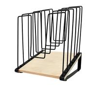 5 Compartments Document Organiser Tilted Metal Frame File Sorter Stand Space Saving Bookend for Offices Desk Management Metal Wood File Owner