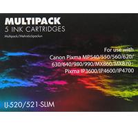 5 Compatible Canon Ink Cartridges Replacing PGI520 CLI521 for Canon Pixma IP3600 IP4600 IP4700 MP540 MP560 MP620 MP630 MP640 MP980 MP990 MX860 MX870