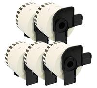 5 Compatible with DK44605 Continuous Yellow Removable Address Labels for QL-500 550 560 570 700 710W 720NW 800 810W 820NWB 1050 1060N 1100 1110NWB, Thermal Paper Roll (62mm x 30.48m)