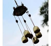 5 Copper Bell Hanging Wind Chime for Outdoor Garden Yard Decor - Ancient Coin Design, Metal Alloy Construction, Approx. 55 x 7 cm, Soothing Harm