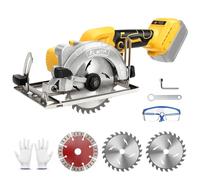 5'' Cordless Circular Saw Compatible with Dewalt 20V Battery, 9500 RPM Brushless Motor, Bevel 45 °/90 °, 3 Saw Blades for Wood, Plastic, Soft Metal, Tile Cuts (Bare Tool)