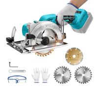 5'' Cordless Circular Saw Compatible with Makita 18V Battery, 9500 RPM Brushless Motor, Bevel 45 °/90 °, 3 Saw Blades for Wood, Plastic, Soft Metal, Tile Cuts (Bare Tool)