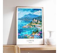5 Corfu Poster Greece Poster Mediterranean Poster European Poster Corfu Travel Poster Corfu Tra Poster A5 - Wall Art Home Decor Movie Poster Canvas Film Cinema Retro Vintage Cult Classic Nostargic Sa