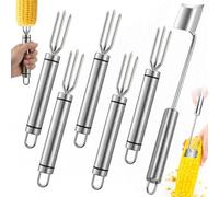 5 Corn On The Cob Holders, with 1 Corn Cob Peeler, Corn Peeler, Corn on The Cob Skewers, Stainless Steel Sweetcorn Holders for Daily Meals, Barbecues,Home Cooking and Picnics Outdoor Party Camping