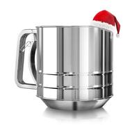 5 Cup Flour Sifter for Baking - All Purpose Flour Sifter Stainless Steel Sifter Large Sifter for Powdered Sugar, Bread Baking - Hand Press Flower Sifter Double Layer Flour Sifter for Sourdough Bread
