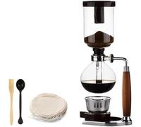 5 Cup,Siphon Coffee Maker with Wooden Handle ，syphon coffee brewer，coffee siphon，Vacuum Brewer Pot, Japanese Syphon Machine, Glass Drip Coffee Maker Set,Comes With 10 Sheets Of Coffee Filter Cloths