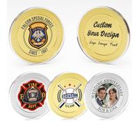 5 Custom Challenge Coins, 50MM Personalized Commemorative Coins with Logo, Customized Memorial Gifts for Company Military Family Anniversary Wedding Couple Pocket Hug Tokens Decision Coins